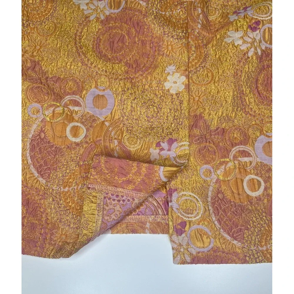 Tulip & Tatamo Floral‎ Brocade Bella Skirt Orange Mod Norway Medium Circles Slit